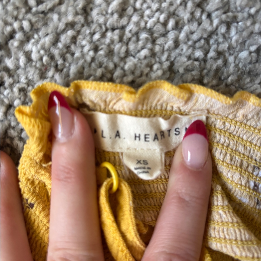 La Hearts Mustard Ribbed Top - Picture 2 of 2